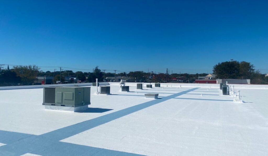 newly applied conklin roof system to industrial metal roof